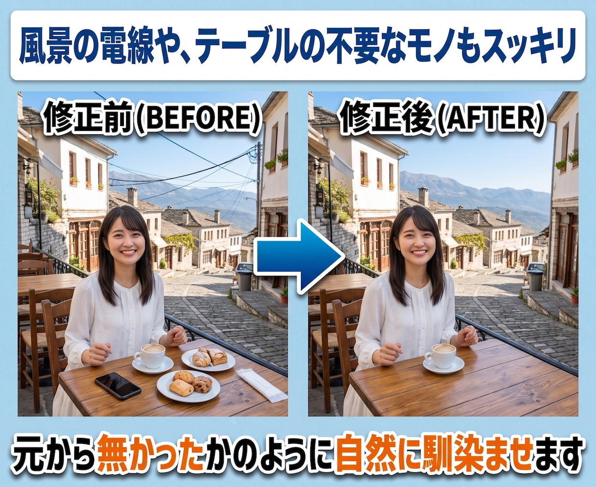 写真レスキュー！AIで人消しから背景補完までします 写り込みや見切れ等、写真のがっかりをプロ品質で綺麗に修正！ イメージ2