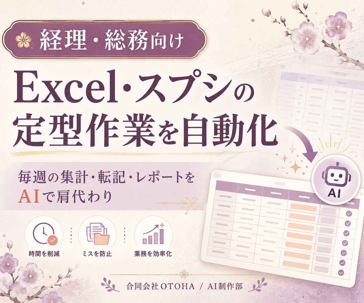 スプレッドシート・Excel作業を自動化します 毎日の手作業を、AIと自動化でまるごと肩代わり イメージ1