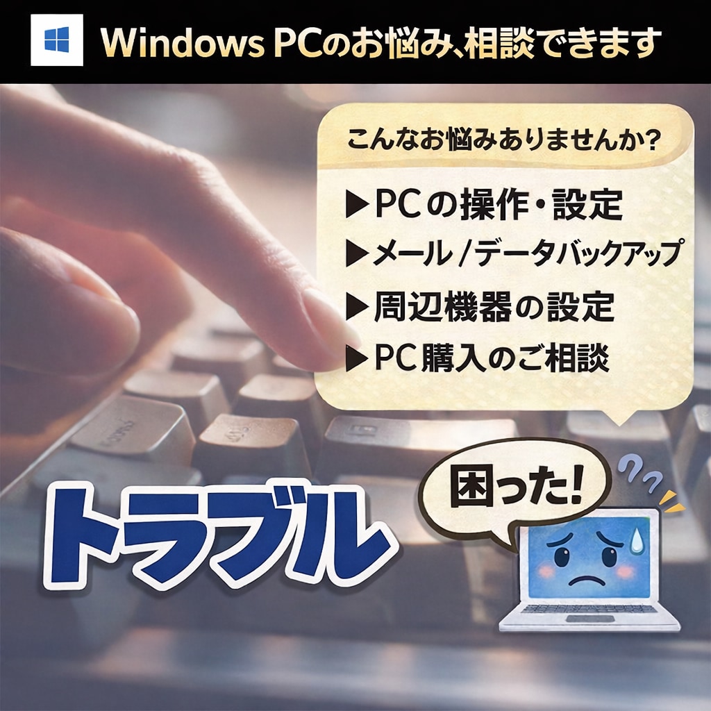 Windows PCの不調や設定のご相談に乗ります 原因不明でも大丈夫★一緒に整理して改善方法を見出しましょう イメージ1