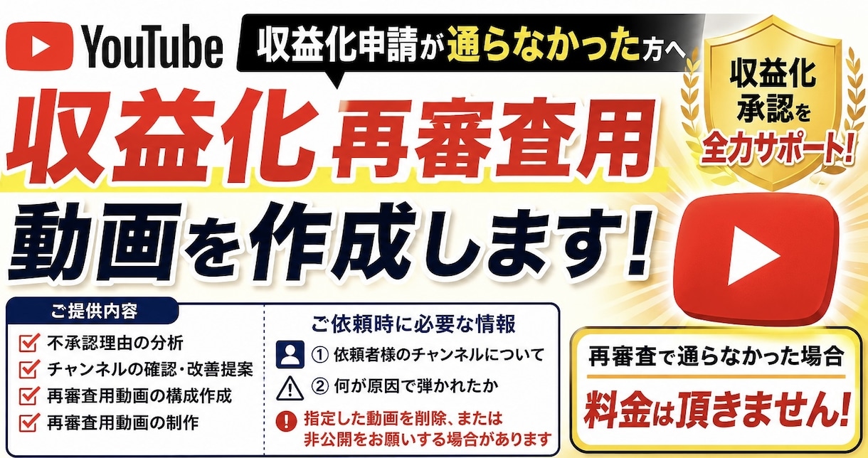 YouTube収益化再審査用の動画を作成します YouTube収益化再審査サポート/再審査用動画を作成します イメージ2