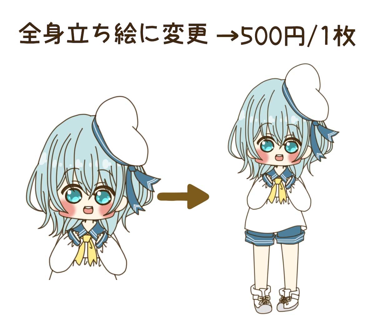 カワイイデフォルメミニキャラ立ち絵描きます バストアップ2枚＋表情差分3枚のセット！配信などにどうぞ イメージ5