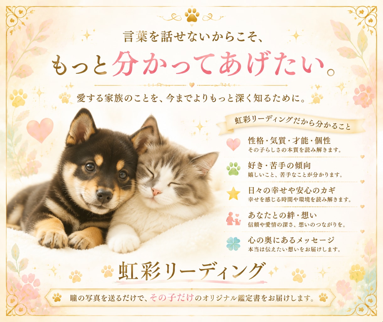 虹彩リーディング｜話せない想いを瞳から読み解きます 愛犬・愛猫ちゃんを 今よりもっと深く知るためのリーディング イメージ4