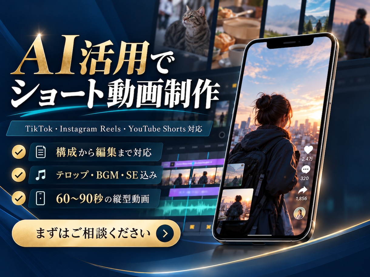 AI活用でショート動画を制作します TikTok・リール・Shorts対応 イメージ1