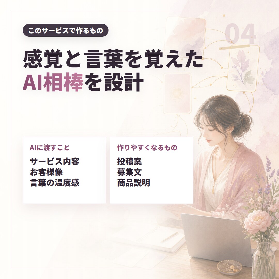 あなたの言葉で伝わる発信の型を作ります 発信ネタ10個+投稿文+プロンプトで世界観のまま迷わず書ける イメージ4