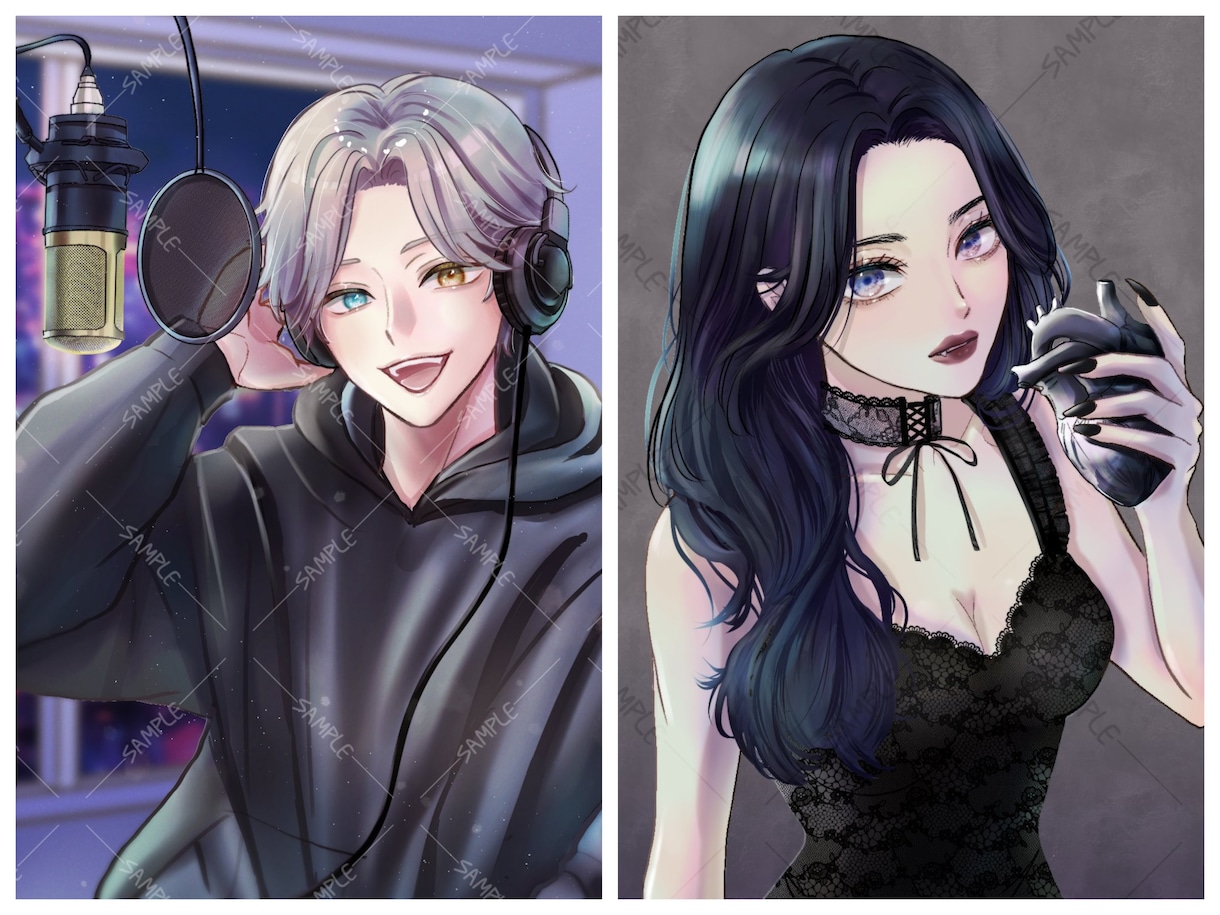 大人可愛くてかっこいいイラスト描きます アイコンはもちろん配信背景にも！ミニキャラや似顔絵風もok♩ イメージ4