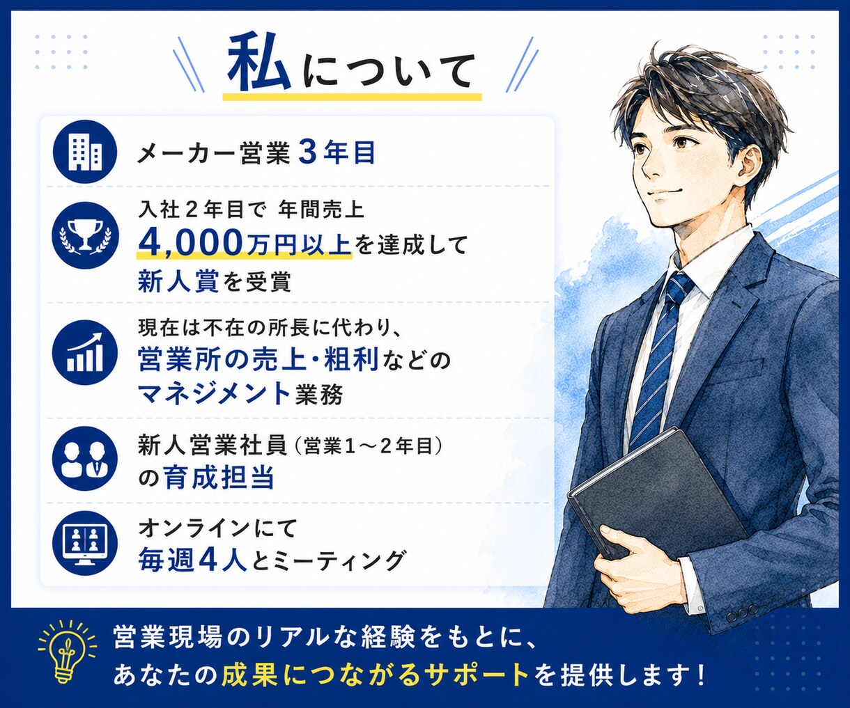 営業1〜3年目専門｜売れない原因を一緒に整理します 新人賞受賞・新人教育担当｜営業のお悩み相談に乗ります イメージ4