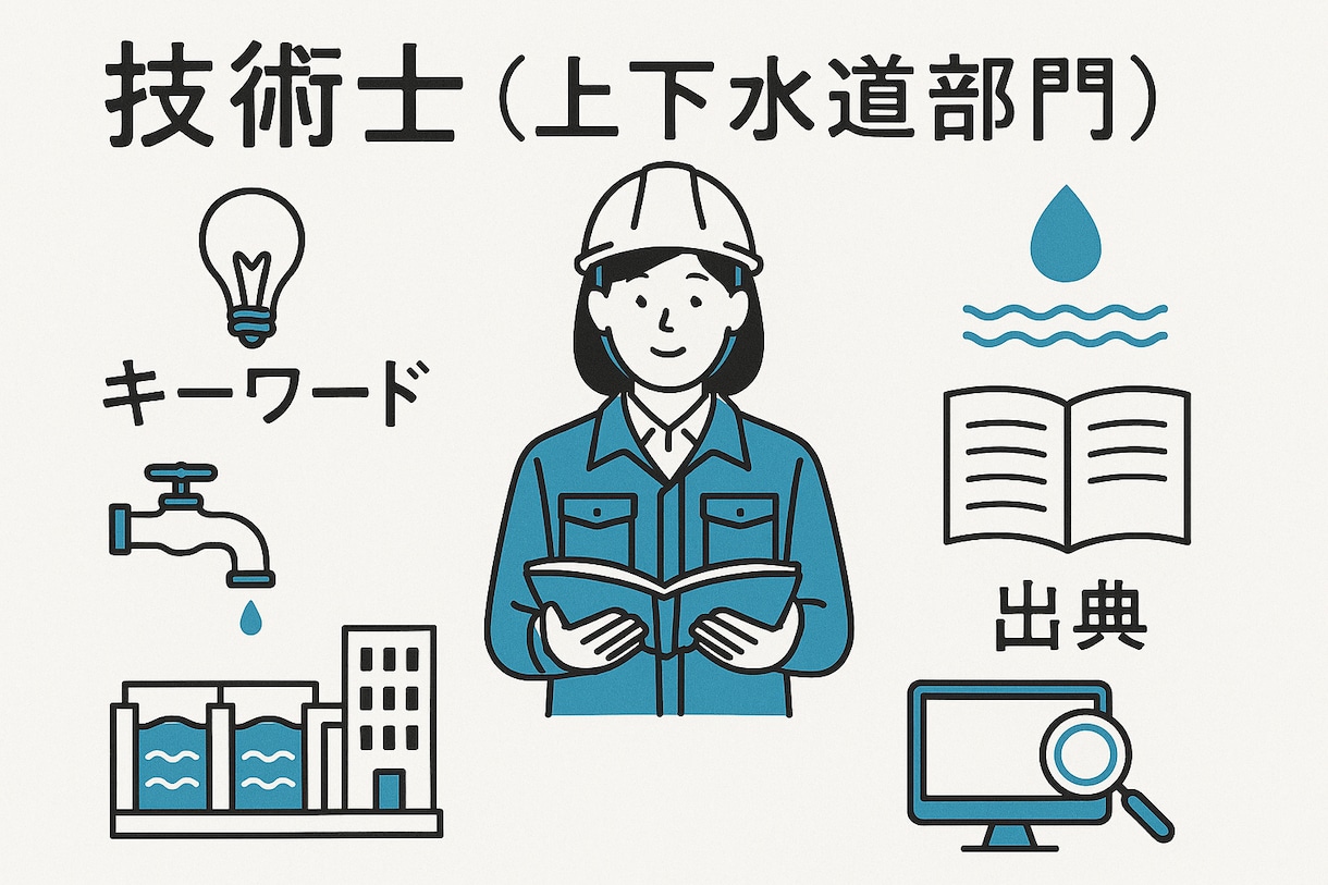 技術士(上下水道部門)キーワードと出典を提供します 学習補助のためのキーワード集と参考文献の出典を提供します。 イメージ1