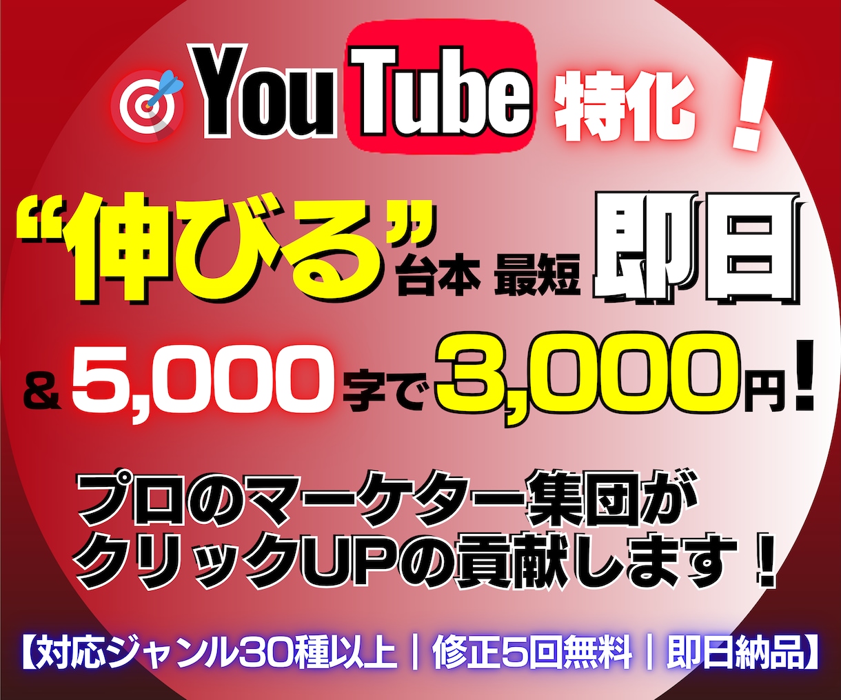 Youtube売れる台本最短即日プロが作ります マーケターが”バズる構成”を完全サポート！修正５回無料！ イメージ1