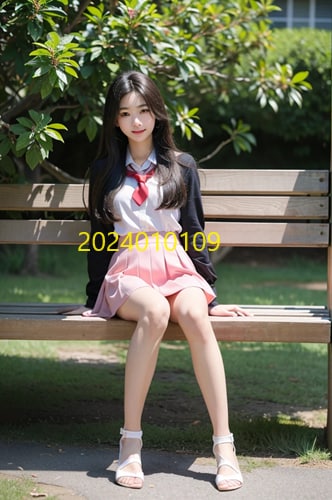 公園のベンチに座る女子高生の写真を販売します 実写では撮影が難しい公園のベンチに座る女子高生のAI写真販売 イメージ9
