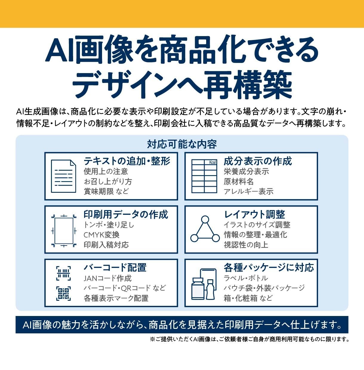 AIで作ったパッケージ画像を印刷用データにします AI画像を商品化できるデザインへ再構築します イメージ2