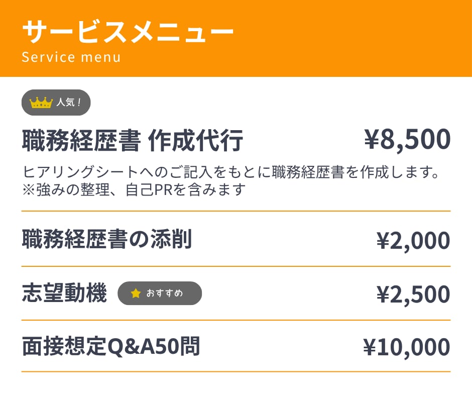 採用担当者目線で職務経歴書を作成します ヒアリングシートに答えるだけ｜強みを引き出して通る書類に イメージ2