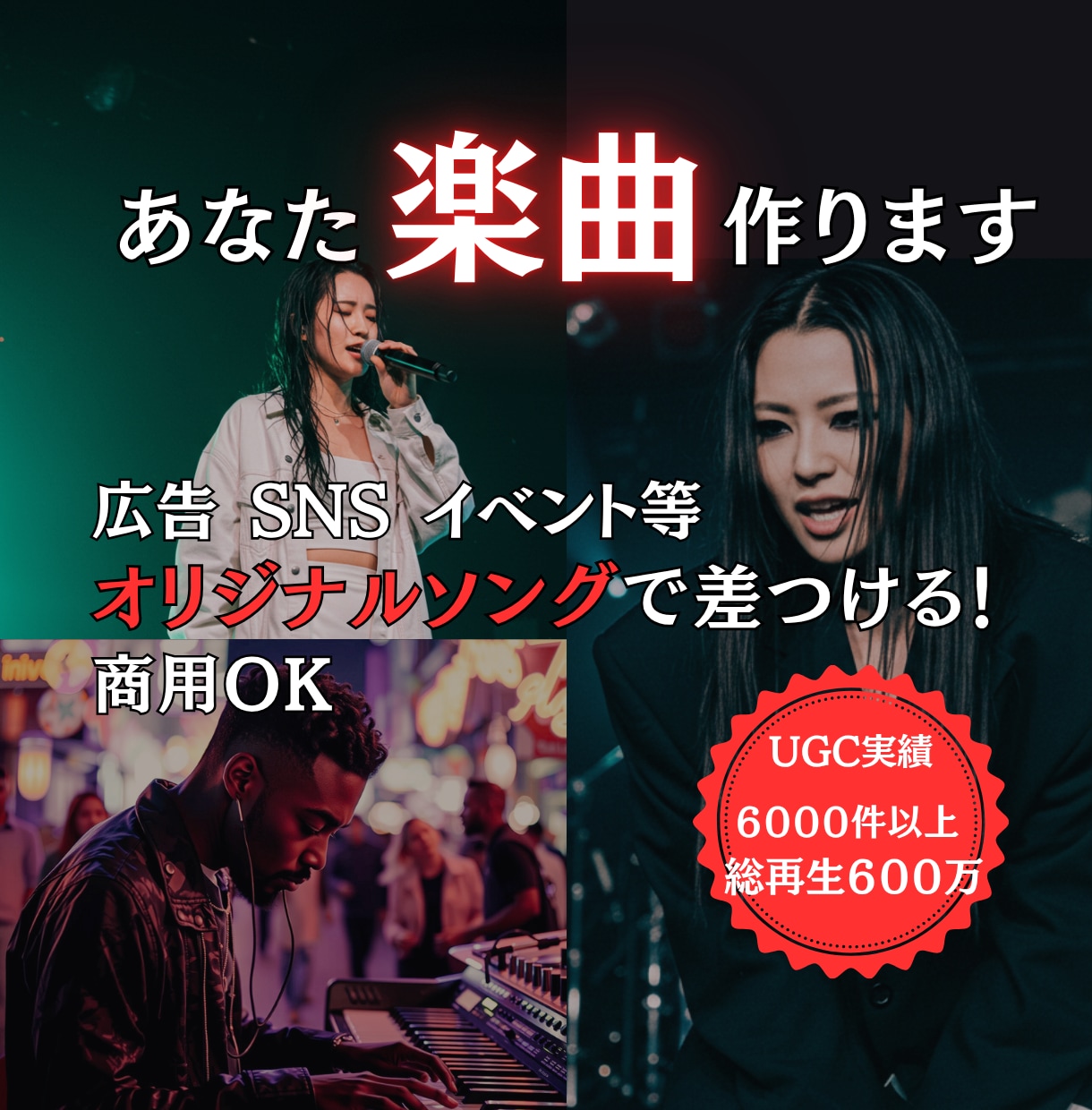 UGCで6000件使用実績あり、曲を提供いたします あなたのオリジナルの曲作りませんか？ イメージ1