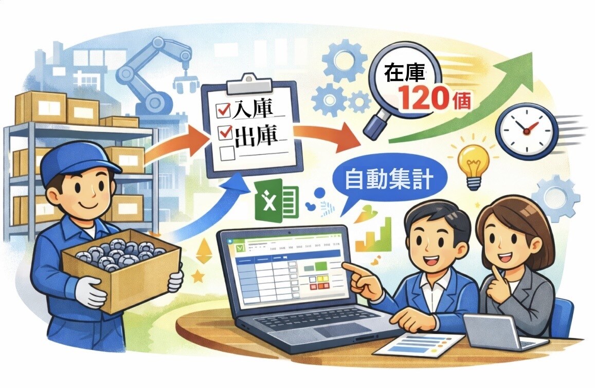 簡易版→楽に使える在庫管理Excelを作ります 在庫確認に時間がかかる管理を自動集計で効率化します イメージ1
