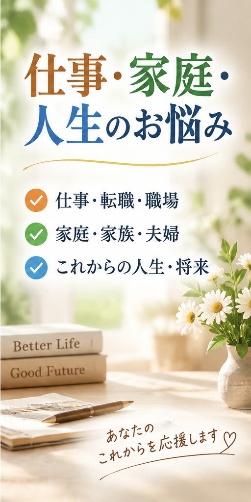 恋愛・仕事・家庭・人間関係など幅広く鑑定します 今、知りたいことを中心に丁寧に読み解きます イメージ3