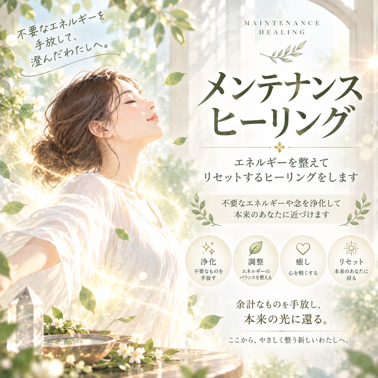 エネルギーを整えてリセットするヒーリングをします 不要なエネルギーや念を浄化して本来のあなたに近づけます イメージ1