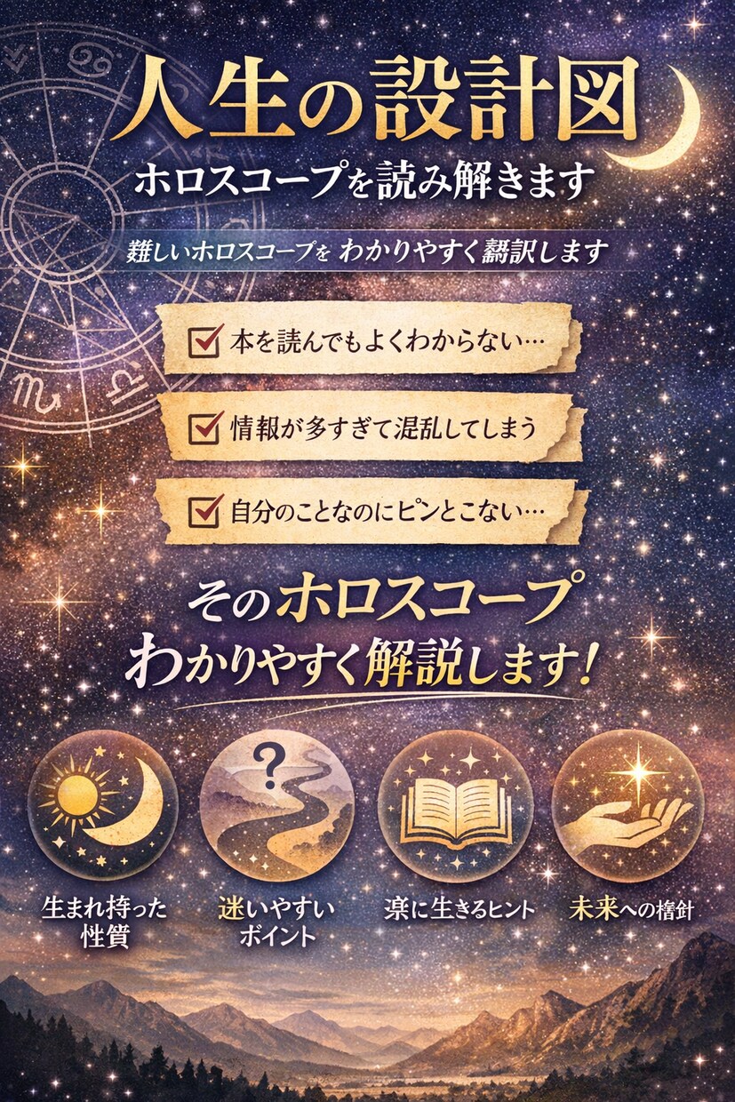 ホロスコープ解説、貴方の人生設計図を読み解きます 本を読んだりホロスコープは出したけど読み方がわからない人向け イメージ6