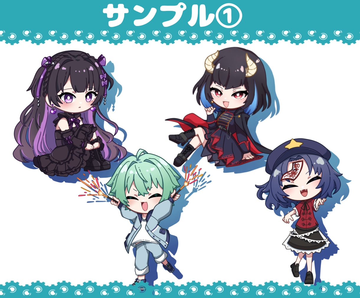 全身SD(ミニキャラ)イラスト描きます アイコン、配信、動画に使える2.5頭身SDイラストを描きます イメージ6