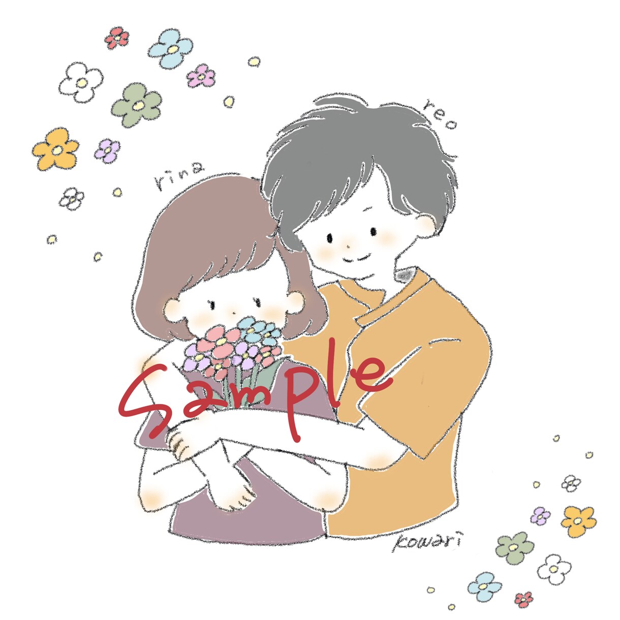 アイコン、似顔絵、ヘッダー作成します ゆるく可愛い絵本のような絵を描きます‼︎ イメージ4