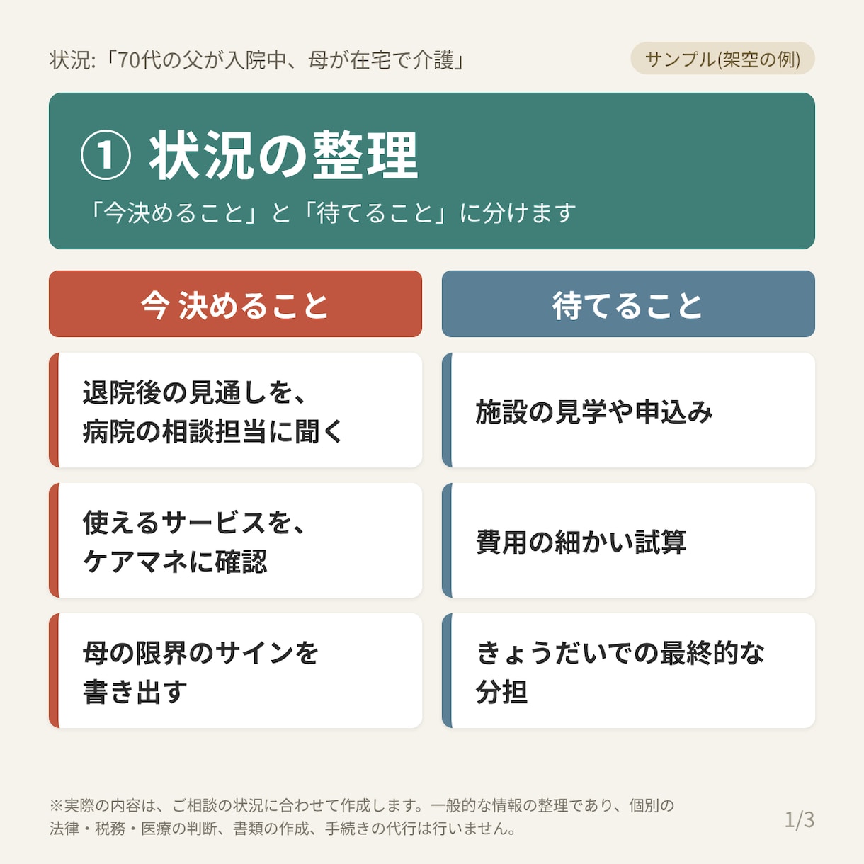 親の介護の選択肢を比べて窓口メモにします 経験者の目線で迷いを比べられる形に整理します イメージ2