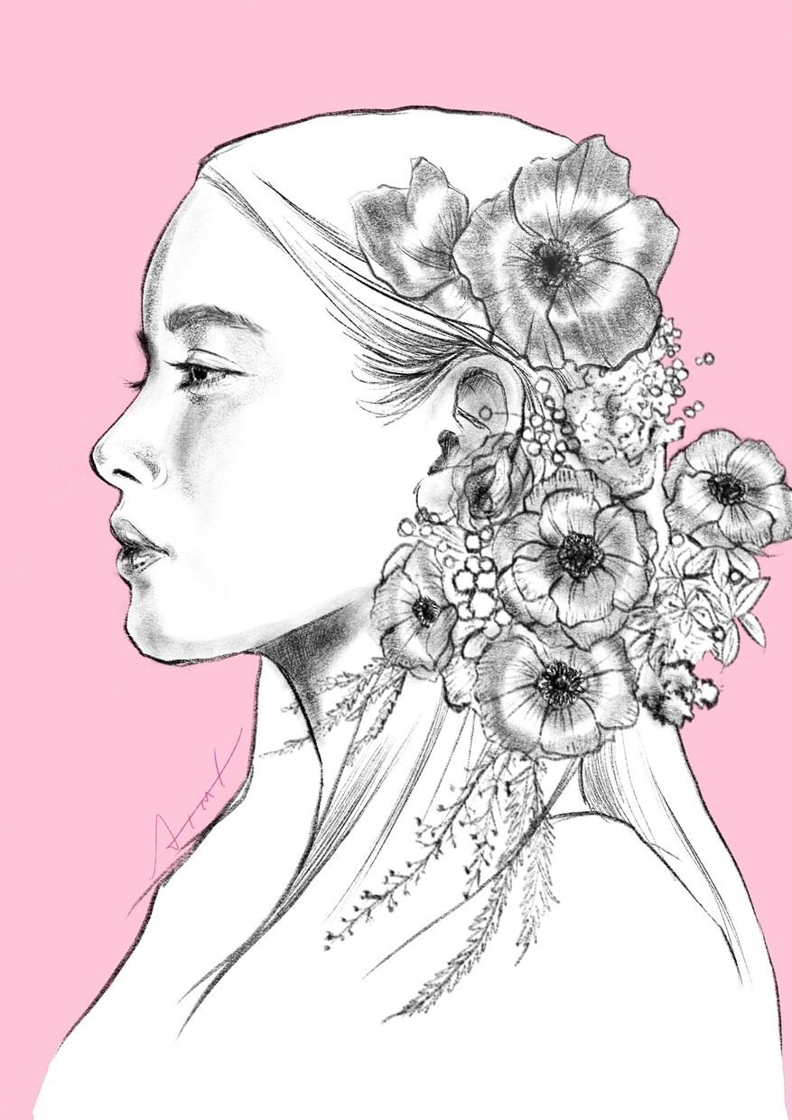 リアルな似顔絵と植物でお洒落なアイコンを描きます SNSのアイコン、ブログ、名刺などにどうぞ イメージ4