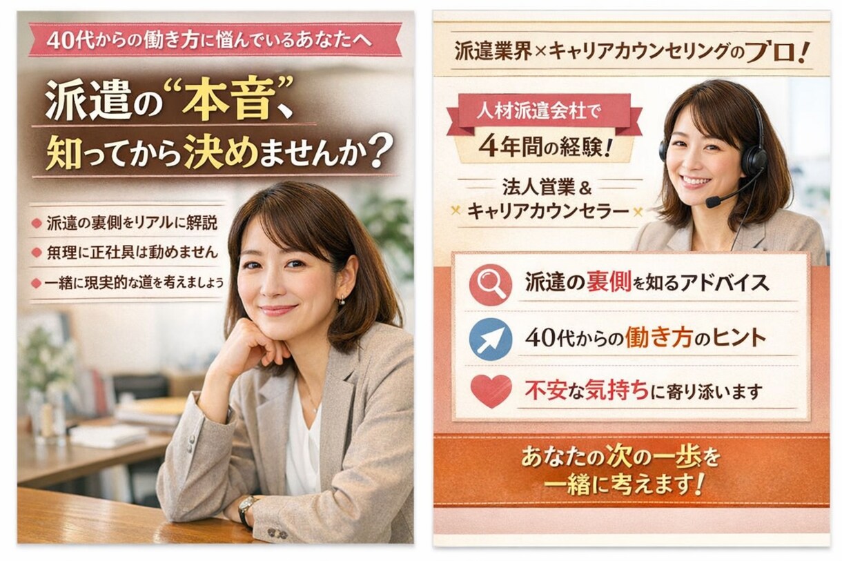 40代派遣専門｜派遣の裏側と次の一手に寄り添います 派遣会社では言えないことを話します。 イメージ1