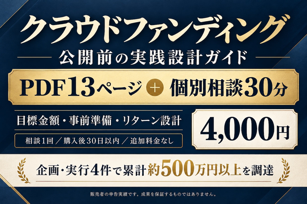 クラファン公開前の準備を教材と相談で支援します PDF13ページと個別相談30分で企画を整理 イメージ1