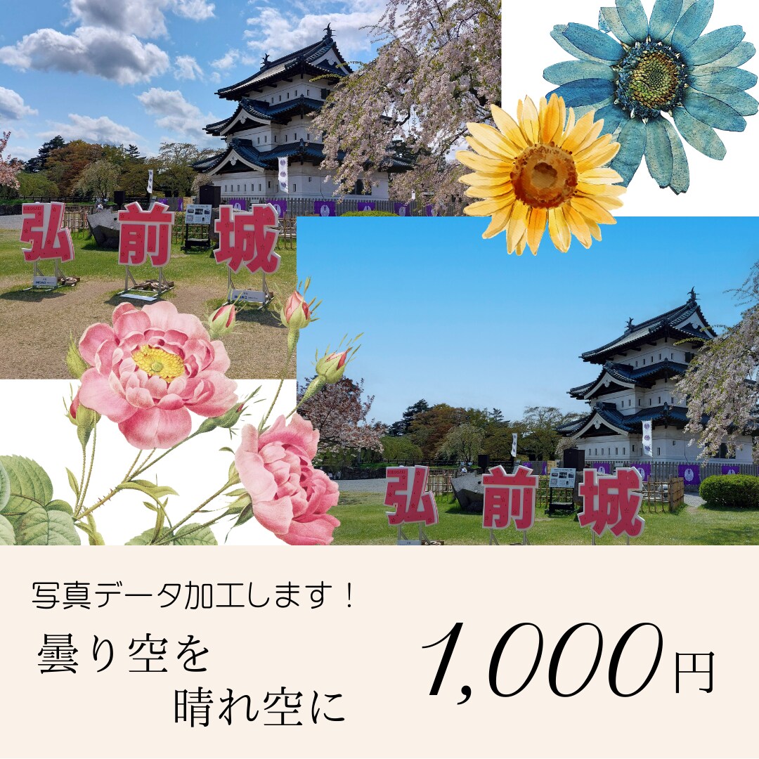 シンプル！曇り空を晴れ空にします 即日納品◎家族写真や大事な人とのツーショットを綺麗に残せます イメージ1
