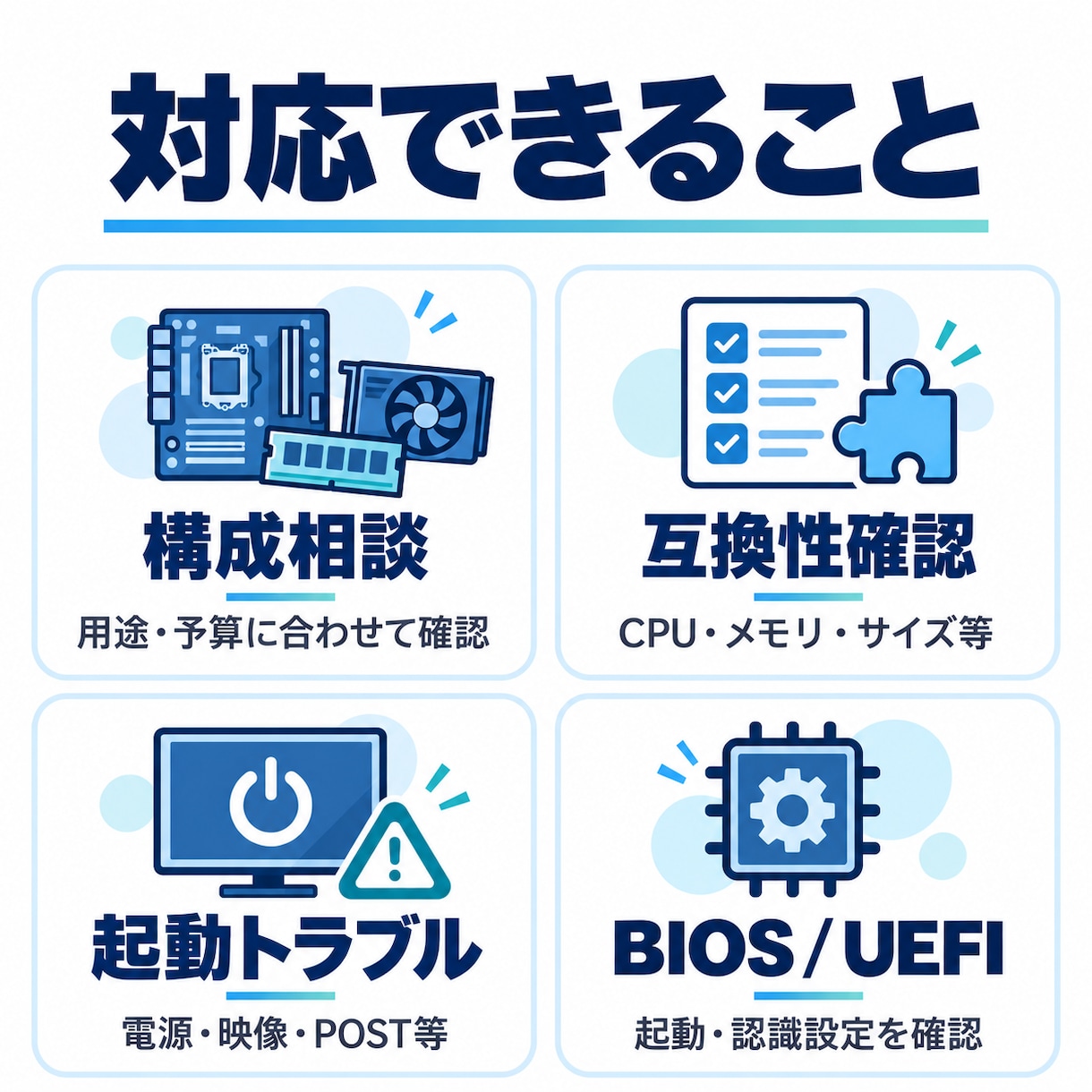 自作PCの構成相談・トラブル診断をします パーツ選びから起動不良・BIOS設定まで丁寧に確認します イメージ3