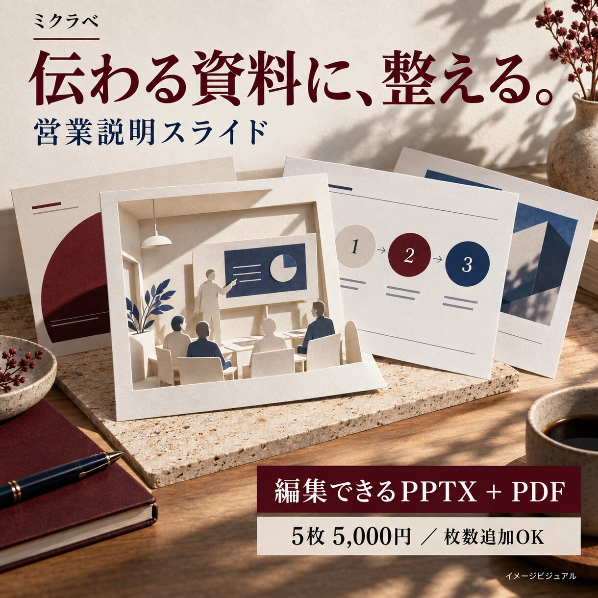 支給原稿を営業説明スライドに整えます まずは5枚、詳しい説明は10枚まで追加対応 イメージ1