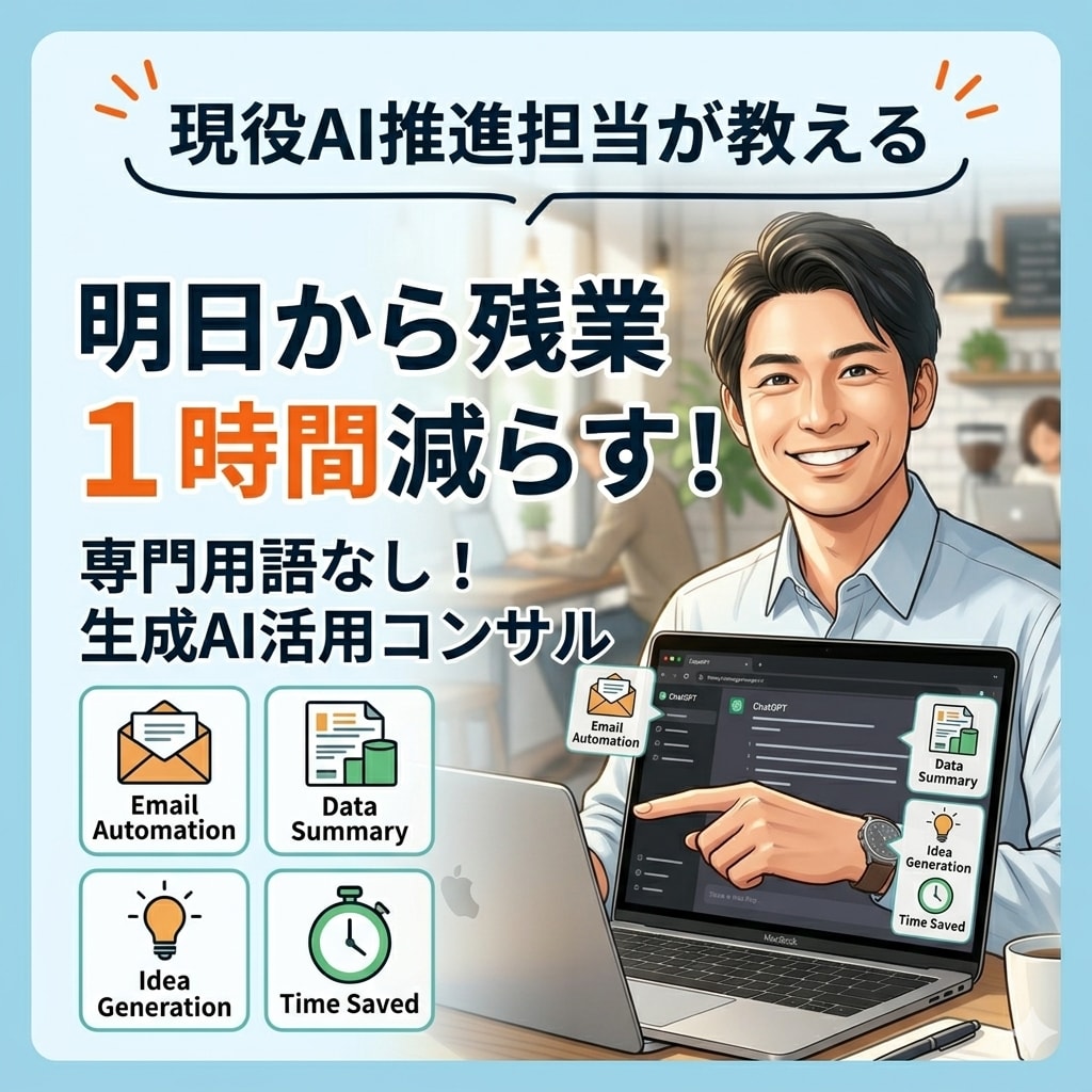 あなたの仕事に合うAI活用法を相談します 上場企業のAI推進担当が専門用語なしで伴走 イメージ1