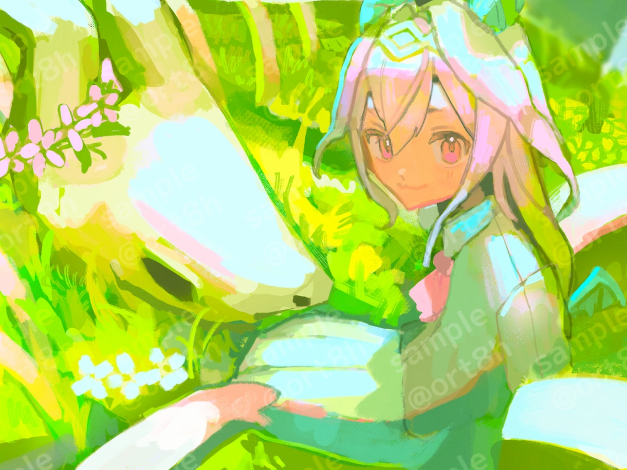 背景有！高彩度で鮮やかな厚塗りイラストを制作します 背景・人物込みの一枚絵を制作いたします！ イメージ1