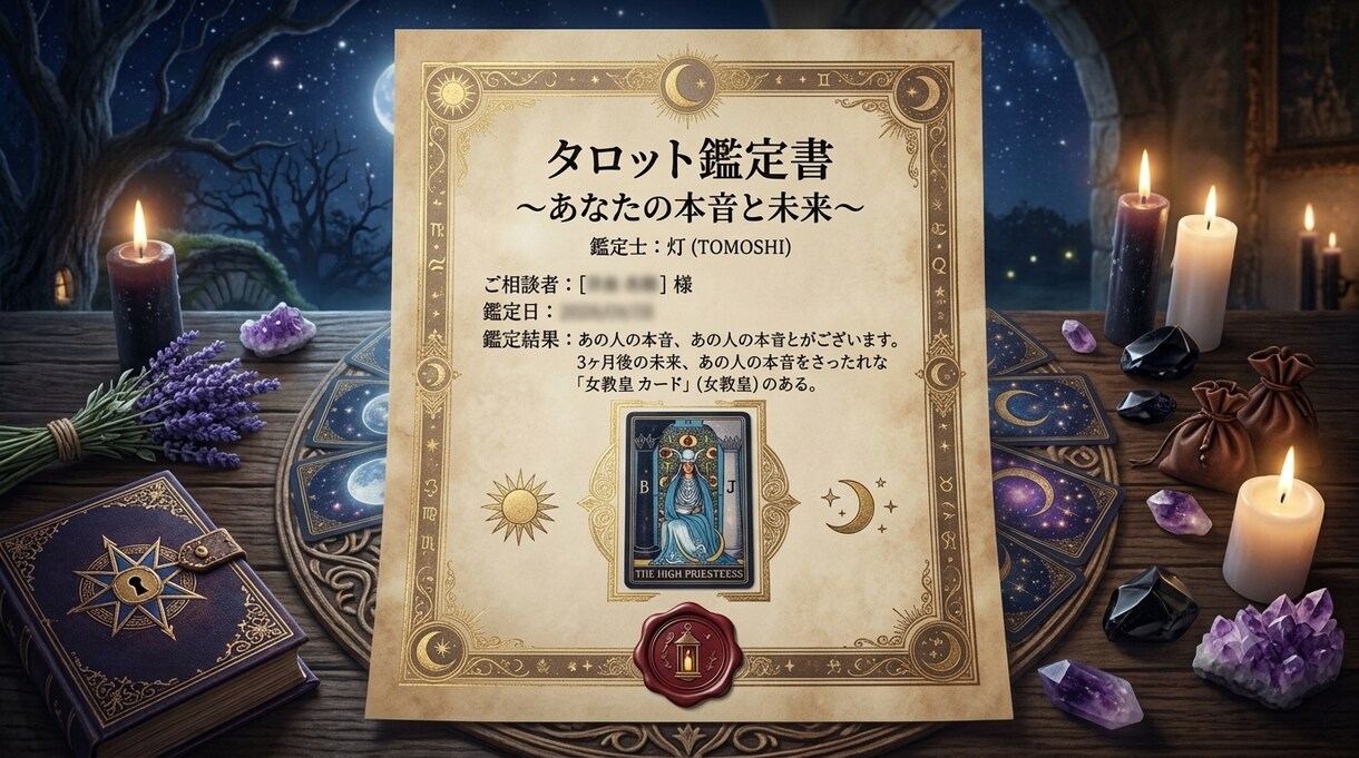 タロット鑑定◆あの人の本音と未来の鑑定書を送ります 丁寧で美しい日本語で、明日を生きるための小さな光を灯します。 イメージ2