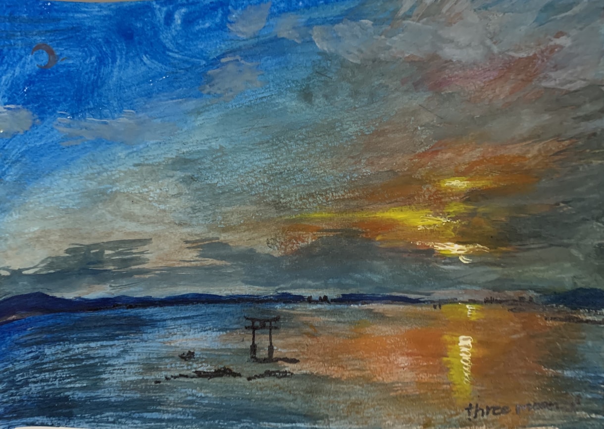 心に残る風景画（海、朝日、夕日、空など）描きます 水彩画を油絵のように描く風景画 イメージ2