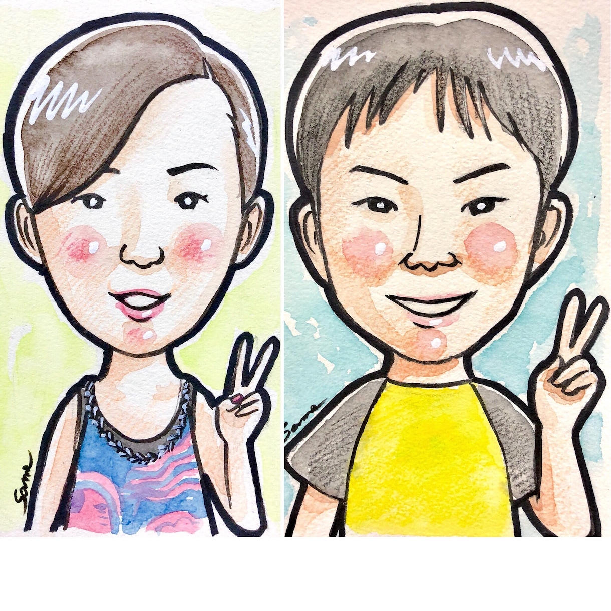 ハガキサイズの似顔絵お描きします お手頃な小さなサイズの似顔絵です。プレゼントに最適！ イメージ2