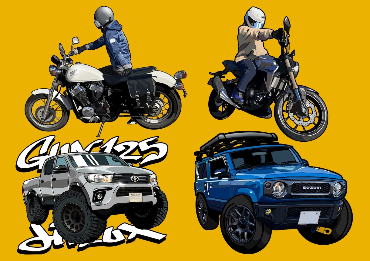 車、バイク、乗り物☆リアルなイラスト、作成します SNSアイコン、プレゼント、ステッカー、納車祝にいかがですか イメージ4