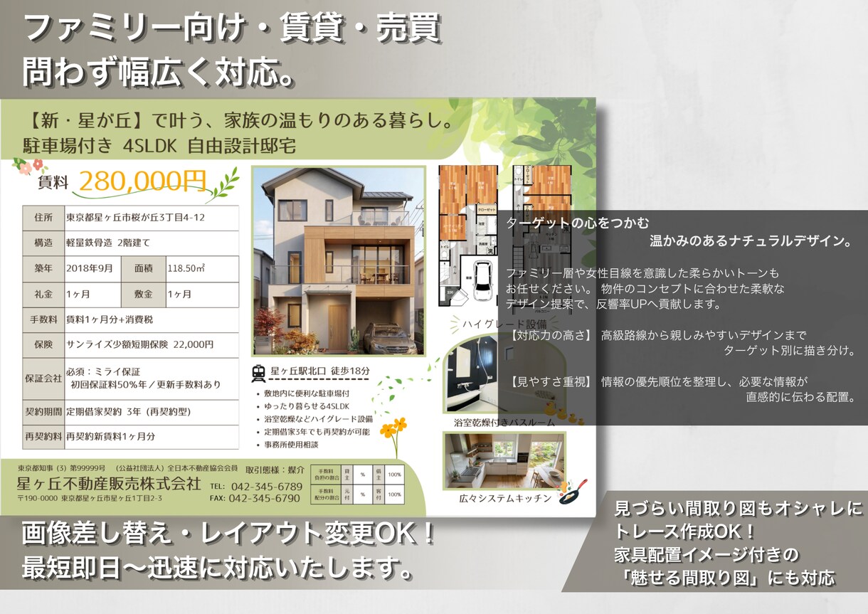 Canva対応！オシャレな不動産広告を作成します 手書図面トレースOK！ターゲットに刺さるデザインで反響率UP イメージ2