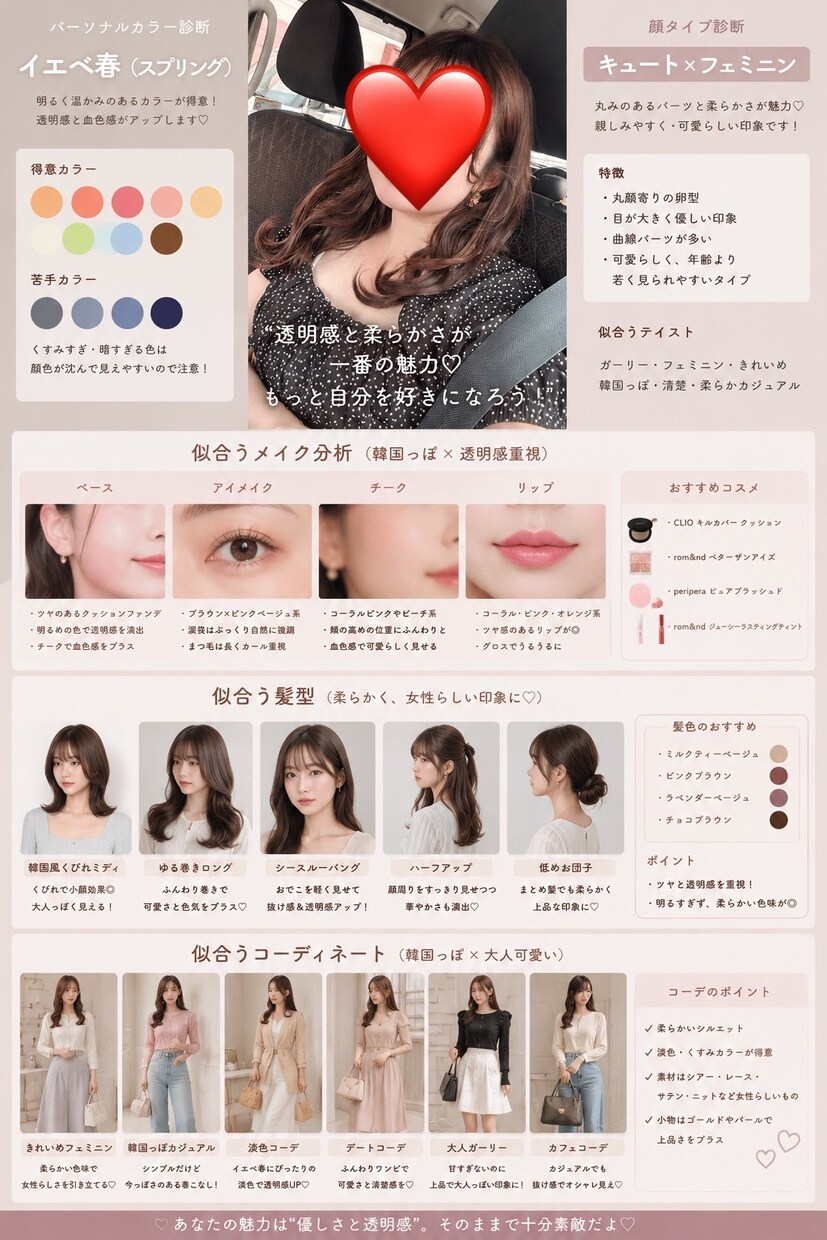 顔タイプ×パーソナルカラー診断します 元美容部員があなた専用の垢抜けBOOK作ります♡ イメージ1