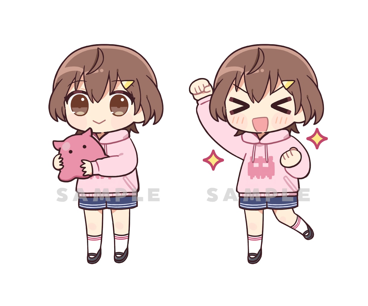 デフォルメイラスト（ミニキャラ）描きます VTuber・配信者様向け！女子・男子・動物など幅広く対応 イメージ4