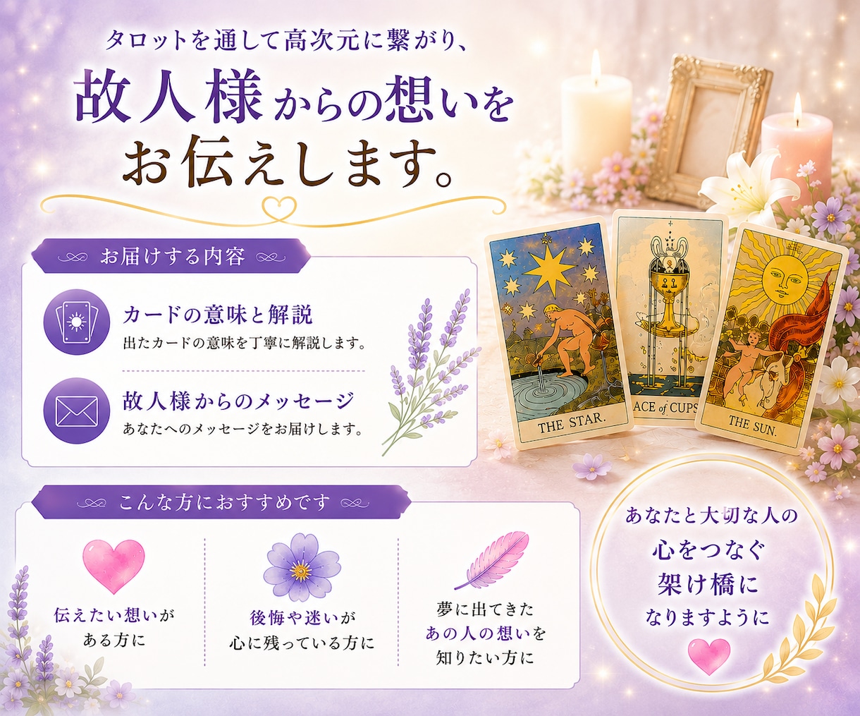 亡くなった方(故人様)からメッセージをお届けします ★霊感タロット鑑定★あなたに届く天国からのお手紙 イメージ2