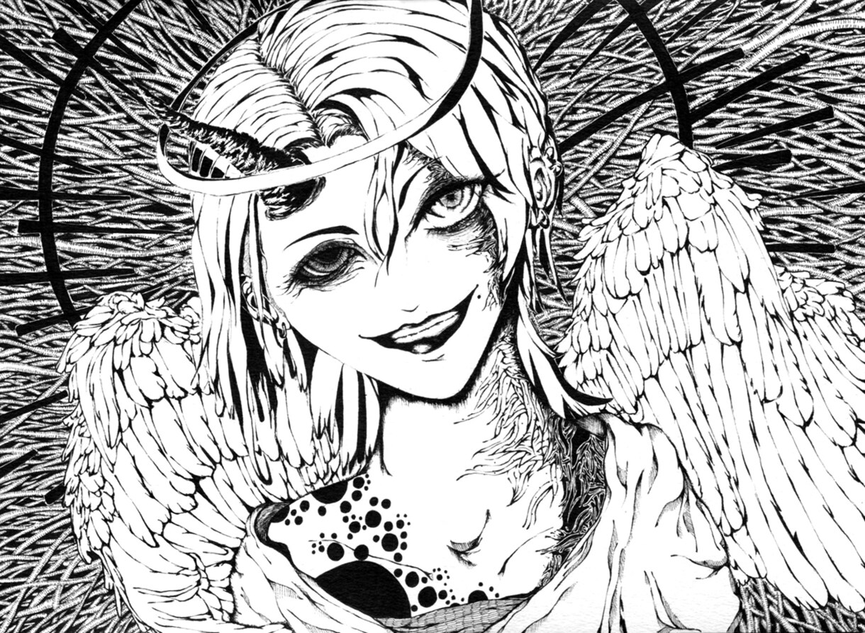一度見たら忘れられない挿絵も使えるペン画を描きます ペン画で魅せる、ダークテイストなモノクロイラスト イメージ8