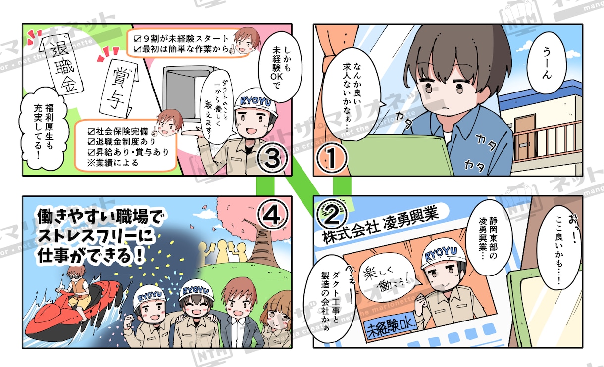 求人採用に最適な分かりやすい漫画を12コマ作ります 応募数を増やす！お仕事のやりがいや魅力を伝えるマンガで訴求！ イメージ7