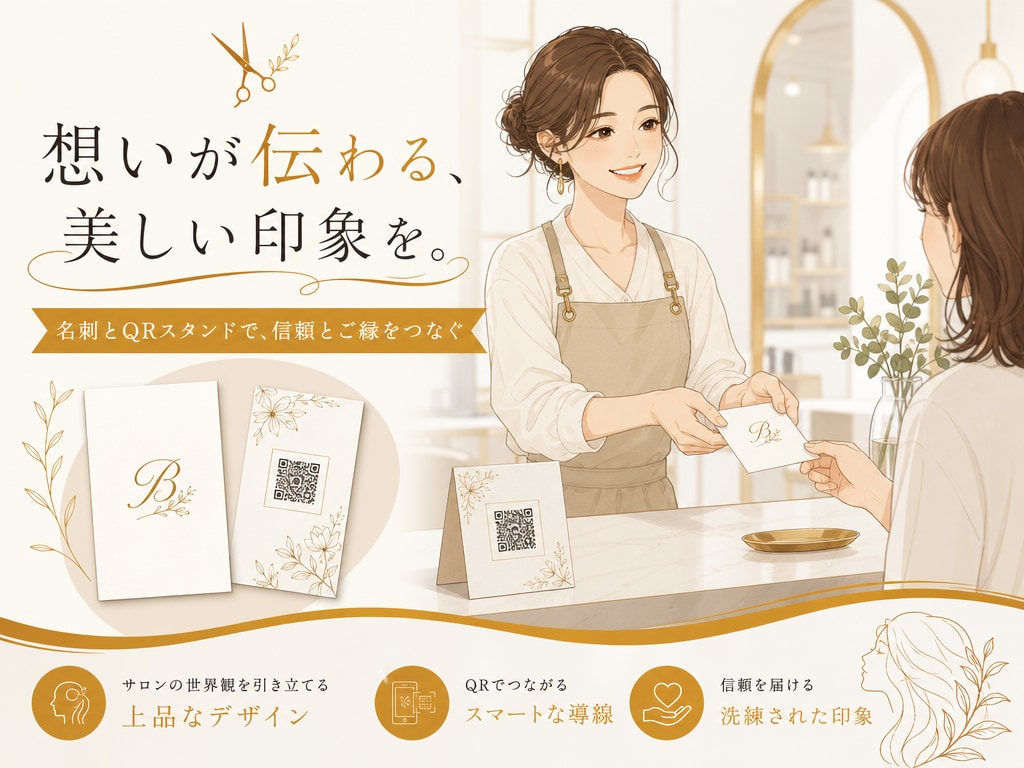 美容師専用！名刺＋QRスタンドを丸ごとお届けします 渡した瞬間からLINE誘導＆リピート仕組み化 イメージ1