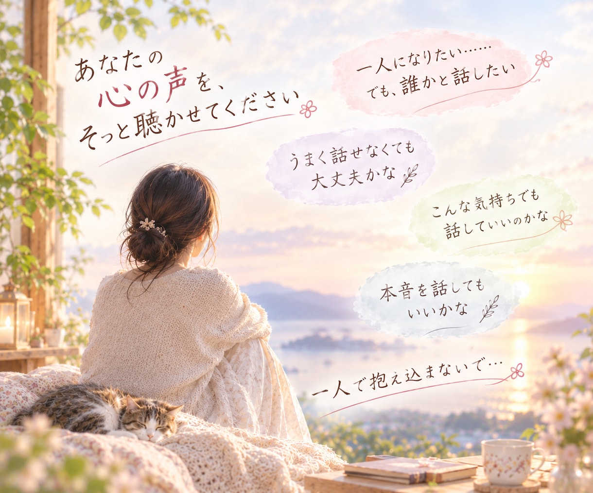 今すぐ聞いてほしい…そんな気持ちを受けとめます 言葉にならない想いも、そのままで大丈夫。5分でもOK。 イメージ3