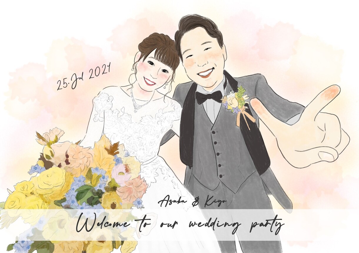 受注制作／似顔絵イラスト描きます データ納品！結婚式のウェルカム