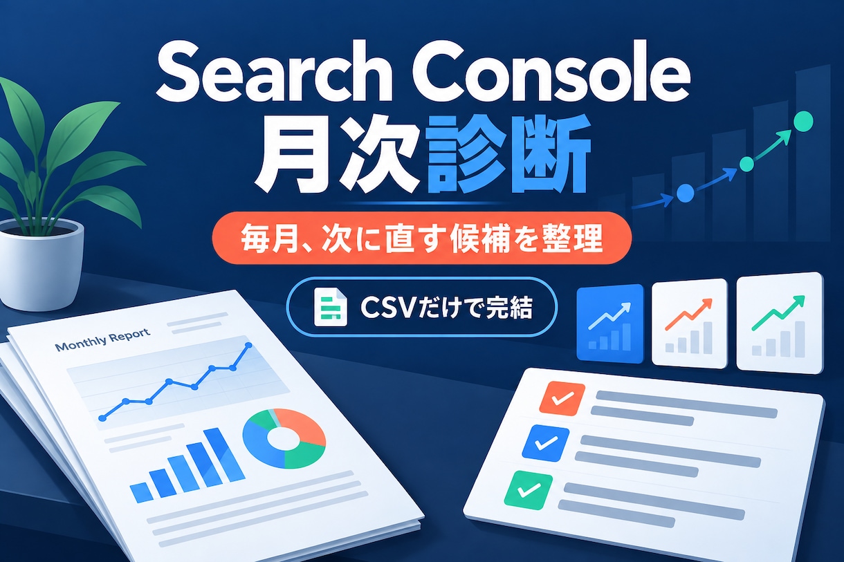 Search Consoleを月次診断します CSV比較で次に直す候補を優先順位づけ イメージ1