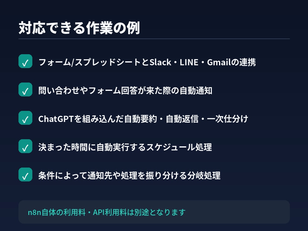 n8nでサービス連携を自動化します Slack・LINE・Sheets連携をお任せください イメージ3