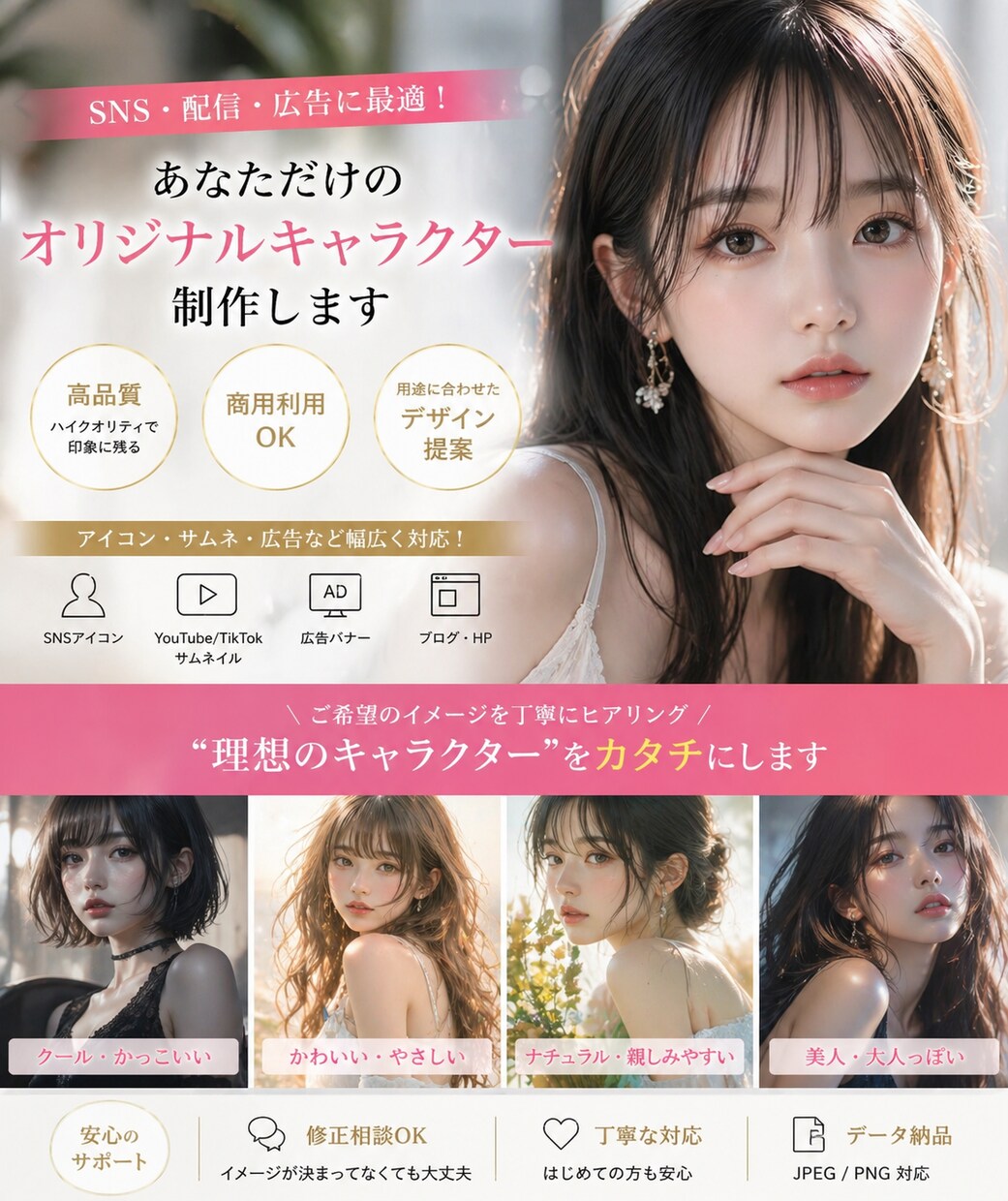 オリジナルキャラクター制作します SNSや配信に使える高品質ビジュアル制作 イメージ1