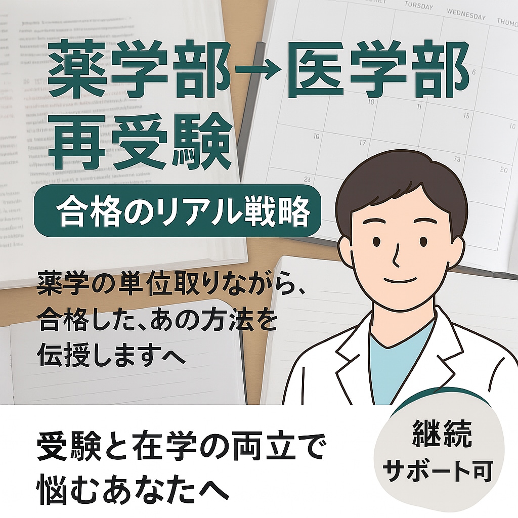 再受験成功者が医学部再受験サポートします 薬学部の単位も取りながら、医学部再受験を成功させたノウハウ イメージ1