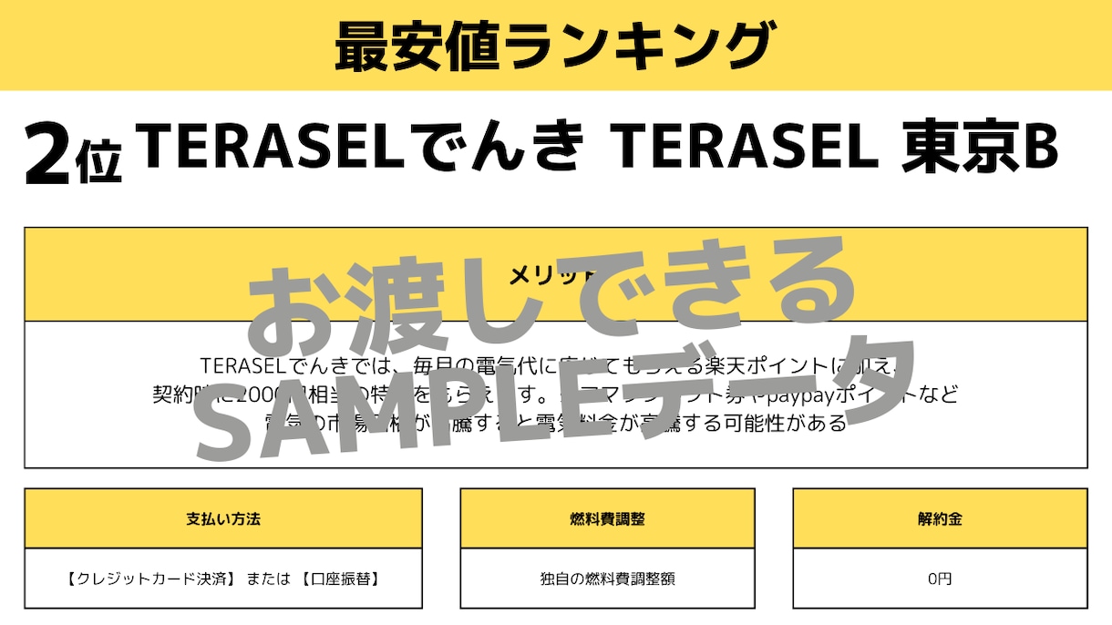 電気料金プランの最安値ランキングを作ります 電気代の節約したい・固定費削減したい東京電力エリアの方必見！ イメージ4