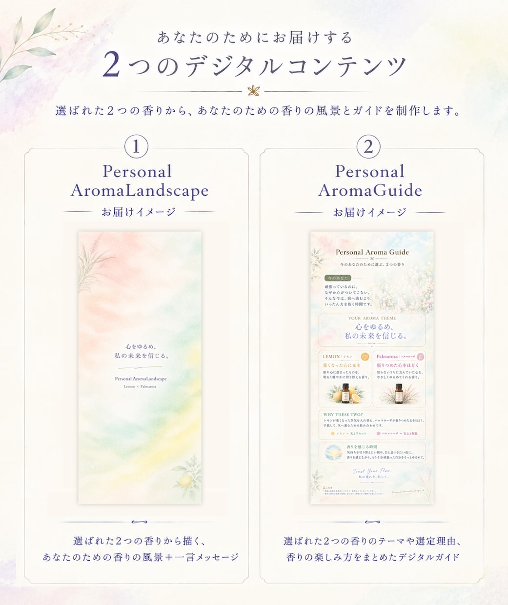 今のあなたに必要な2つの香りを選びます 3つの問いと星の動きから、今のあなたに合う香りを選定 イメージ5